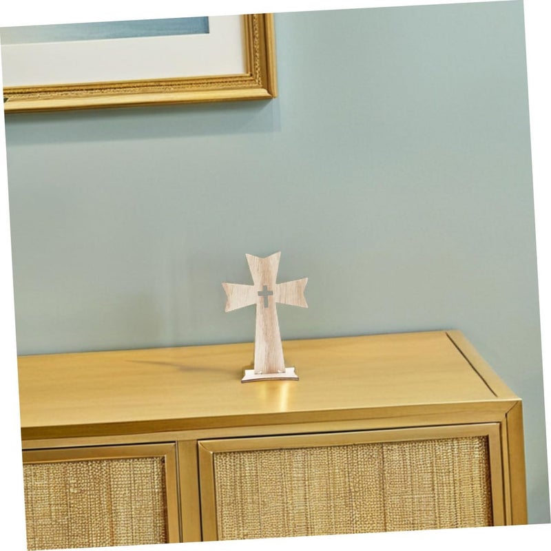 Cabilock 5Pcs Wooden Cross Set Unfinished Rustic Decor for Home Chapel Creative Tabletop Catholic Crosses for Easter Christmas Craftsmanship for Church and DIY Projects - Image 4