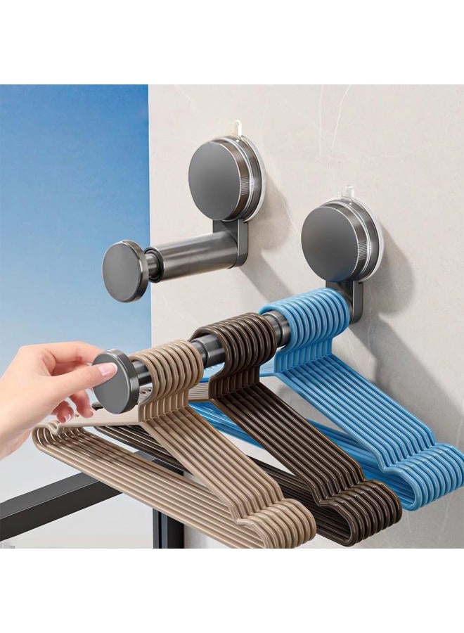 Resdenio Hanger Organizer Stacker, 2 Pack Suction Cup Self-Adhesive Extendable Garment Rack, Space Saving Clothes Hanger Storage Holder for Closet Laundry Room (Grey) - Image 1