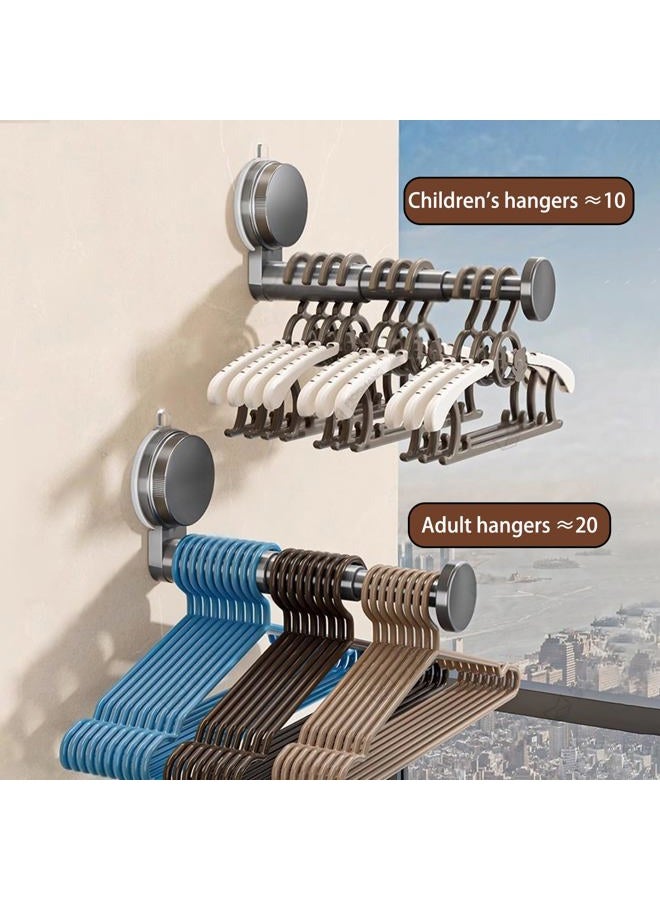 Resdenio Hanger Organizer Stacker, 2 Pack Suction Cup Self-Adhesive Extendable Garment Rack, Space Saving Clothes Hanger Storage Holder for Closet Laundry Room (Grey) - Image 3