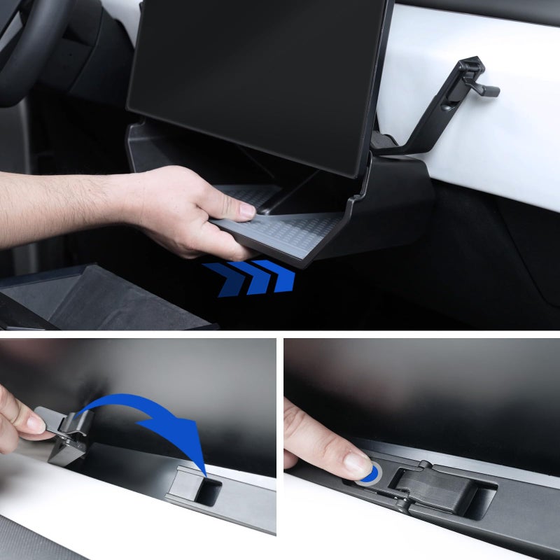 ELECFRESH Center Console Organizer Under Screen Storage Box for 2024 2025 2026Tesla Cybertruck Accessories, Dashboard Hidden Tray for Cybertruck (A) - Image 3