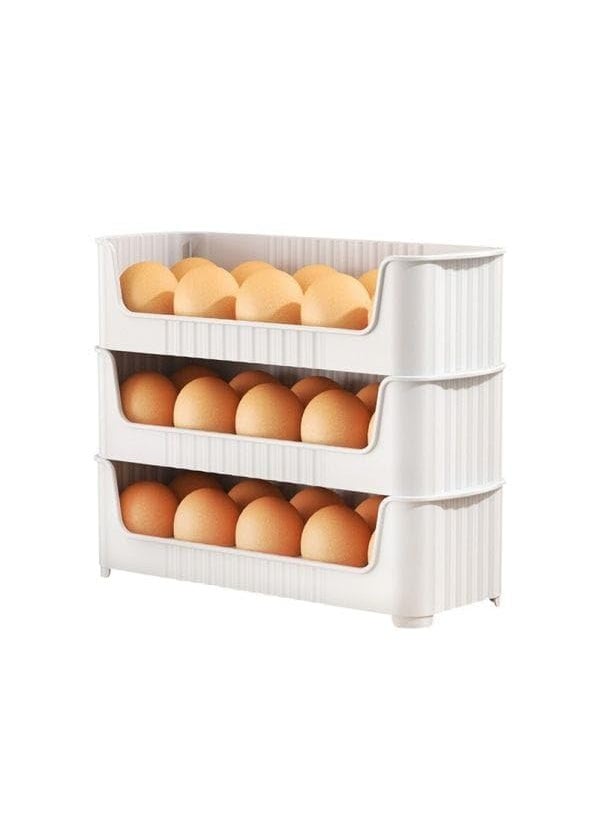 GAURINANDAN GAURINANDAN 3Layer Fridge Side Door Egg Storage Container with 30 Grids Detachable Plastic Egg Organizer for Kitchen CounterTop egg Holder  - Image 1