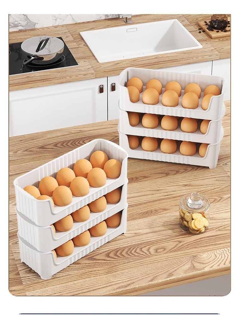 GAURINANDAN GAURINANDAN 3Layer Fridge Side Door Egg Storage Container with 30 Grids Detachable Plastic Egg Organizer for Kitchen CounterTop egg Holder  - Image 3