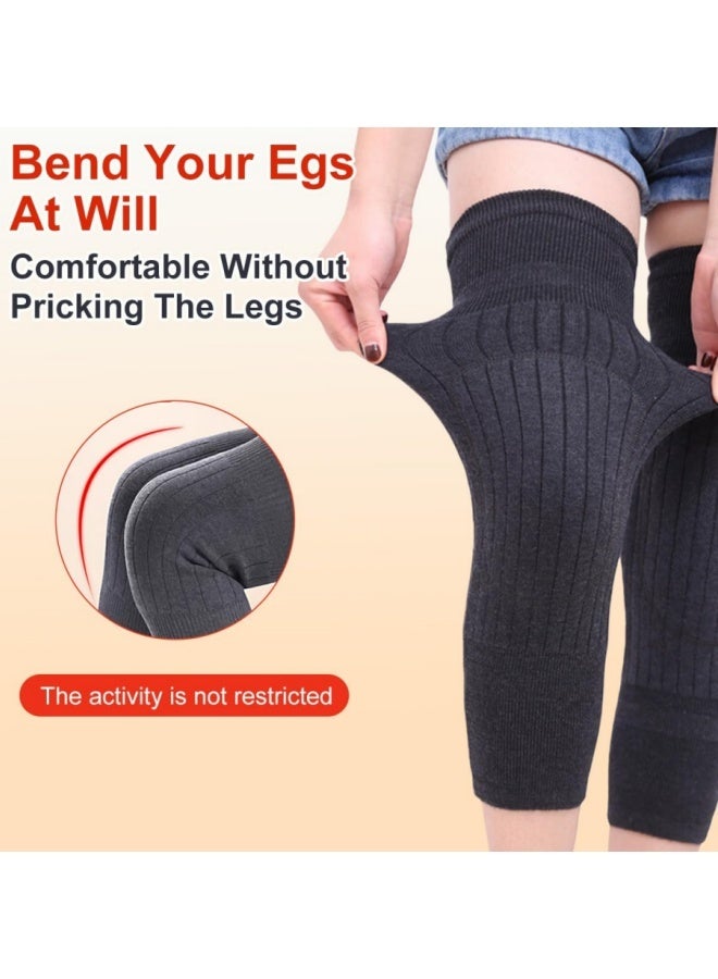 BESTPEAK Warm and thickened cashmere and wool leg warmers  unisex  knee support pads  comfortable  breathable  and highly elastic   Suitable for men and women's sports and everyday wear    two pairs available in black and gray - Image 3