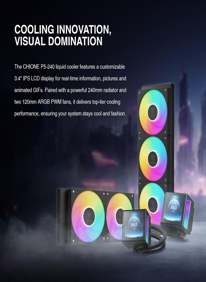 GAMDIAS CHIONE P5-240 Gaming Liquid Cooler - Image 2