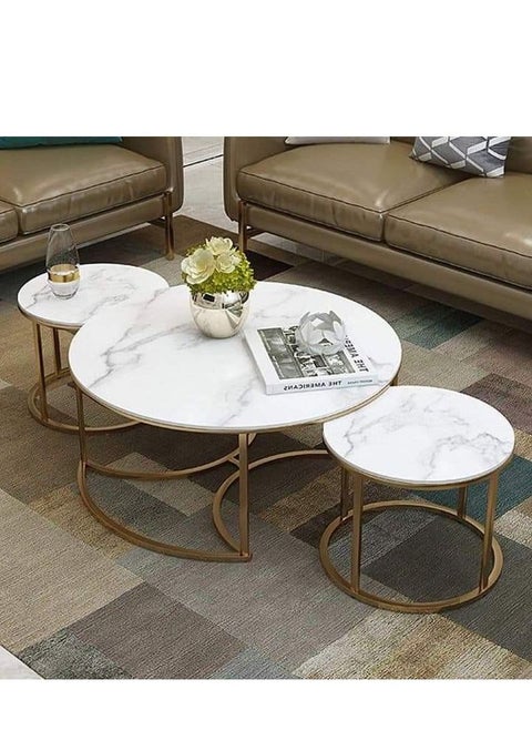 Hospitality table 3 pieces made of steel and marble