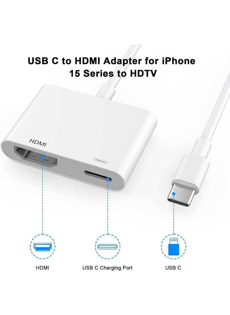 Captaintech 【MFi Certified】 USB C to HDMI Adapter for iPhone 15 to TV Type C Digital AV Adapter 4K Sync Screen Connector Cable Compatible for iPhone 15/15 Pro/15 Pro Max/15 Plus to HDTV Projector Monitor  - Image 2