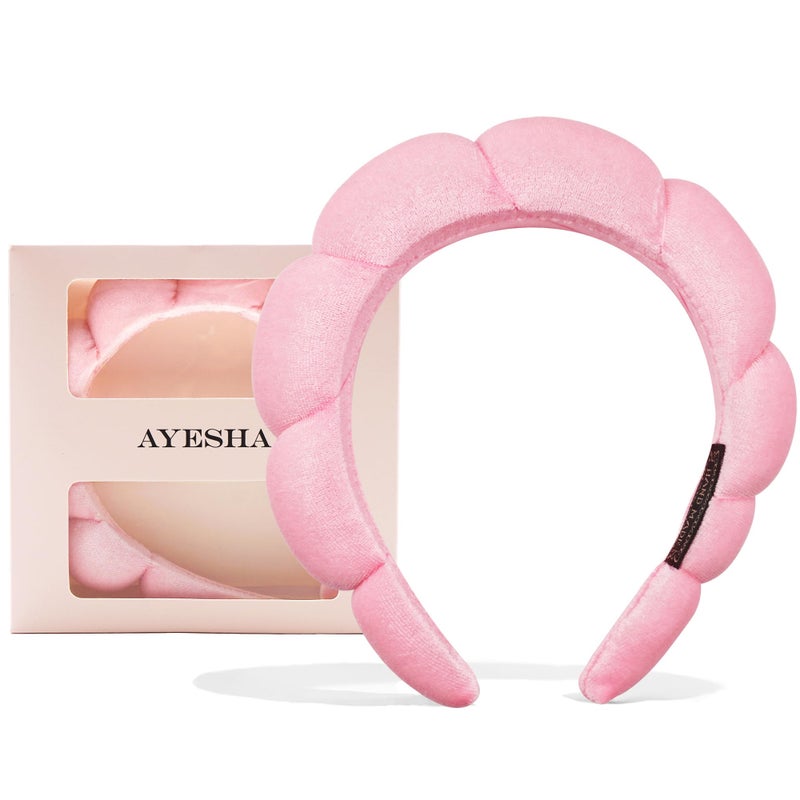 Ayesha Spa Headband for Women Sponge Headband for Washing Face Clouds Soft Hairband Skincare Makeup Headbands for Women Girls Shower Makeup Skincare (Pink) - Image 1