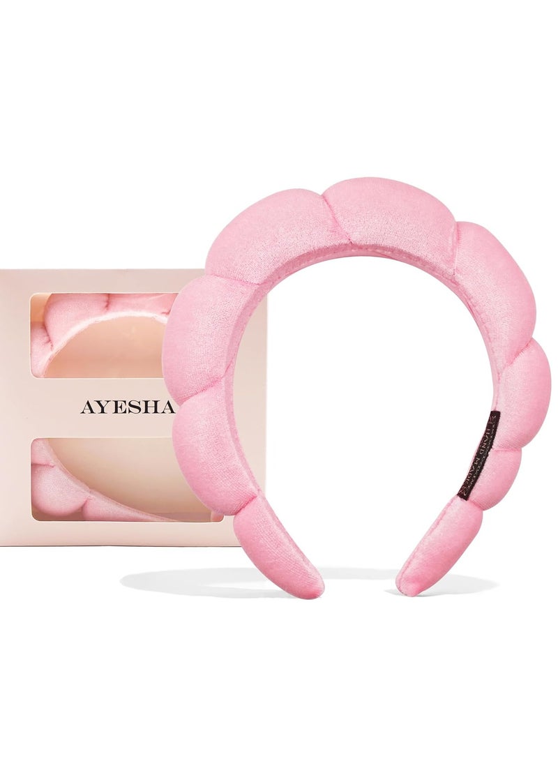 Ayesha Spa Headband For Women Sponge Headband For Washing Face Clouds Soft Hairband Skincare Makeup Headbands For Women Girls Shower Makeup Skincare (Pink) - Image 1