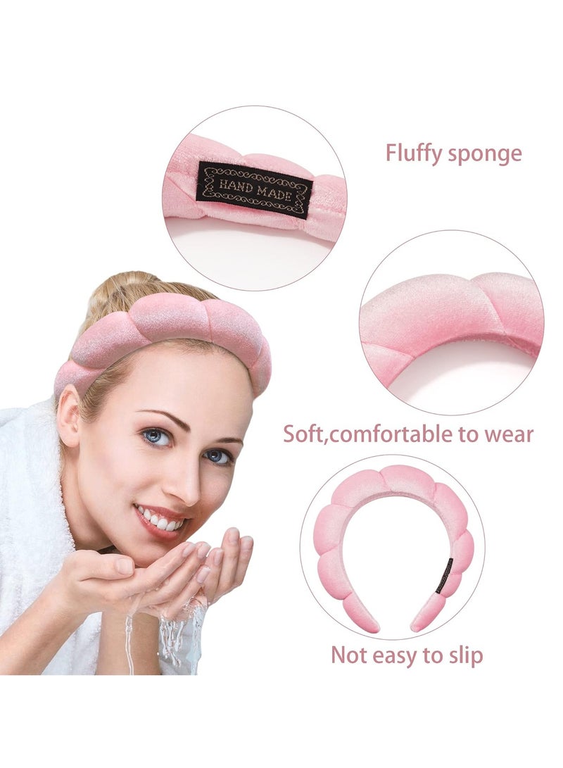 Ayesha Spa Headband For Women Sponge Headband For Washing Face Clouds Soft Hairband Skincare Makeup Headbands For Women Girls Shower Makeup Skincare (Pink) - Image 4