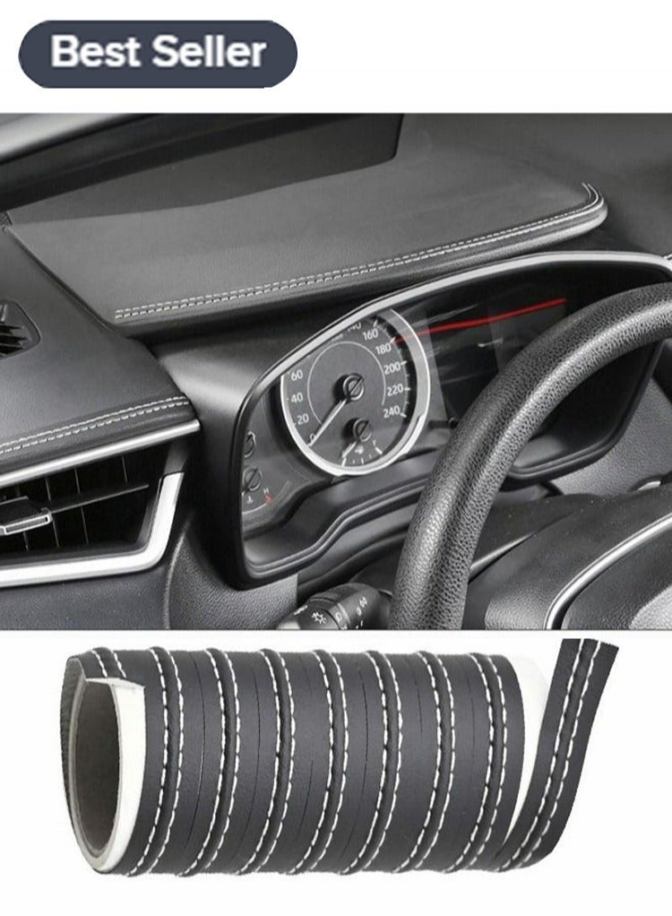 GROIC Car Interior Trim Self-Adhesive Lines, Automobile Corium Trim Strips Universal Car Decoration Pinstriping Dashboard Decorative DIY Genuine Leather decorative line for Refitting - Image 1