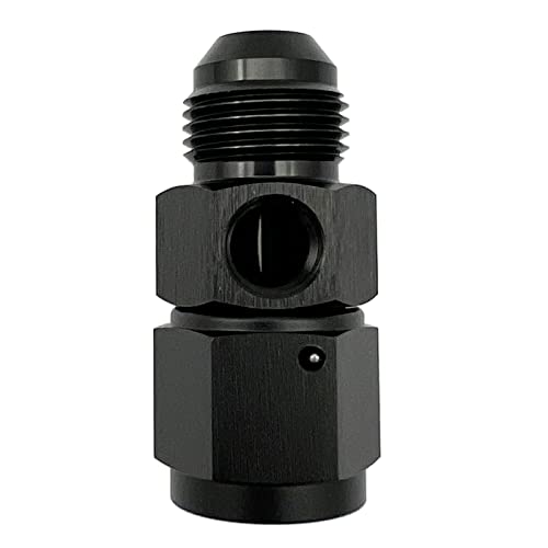 KRD PERFORMANCE Aluminum -8 AN Male to 8AN Female swivel with 1/8" NPT Gauge Port Pressure Take Off Hose Tube Adaptors Fitting, Black - Image 2