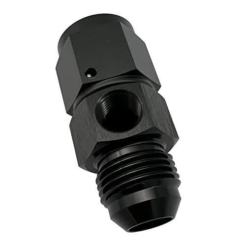 KRD PERFORMANCE Aluminum -8 AN Male to 8AN Female swivel with 1/8" NPT Gauge Port Pressure Take Off Hose Tube Adaptors Fitting, Black - Image 3