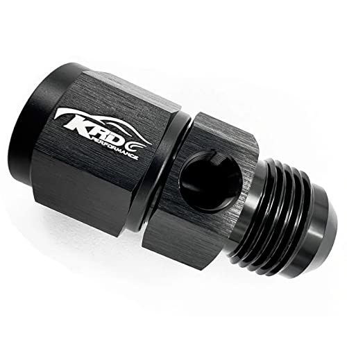 KRD PERFORMANCE Aluminum -8 AN Male to 8AN Female swivel with 1/8" NPT Gauge Port Pressure Take Off Hose Tube Adaptors Fitting, Black - Image 4