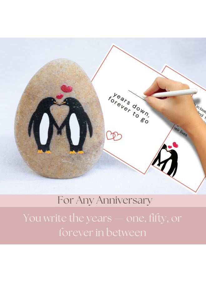 PureRejuva Wedding Anniversary Penguin Pebble Gift - "_ Years Down, Forever to Go” Card & Happy Anniversary Box – Unique Gift for Husband, Wife, Boyfriend, Girlfriend – 1st 10th 25th 50th - Image 2