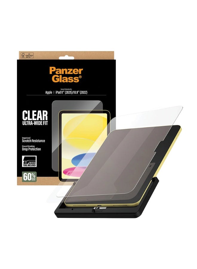 بانزرجلاس حماية شاشة بانزر جلاس مع أداة التركيب ايباد 11 انش 2025 | ايباد 10.9 انش 2022 - شاشة كاملة شفاف - Image 1
