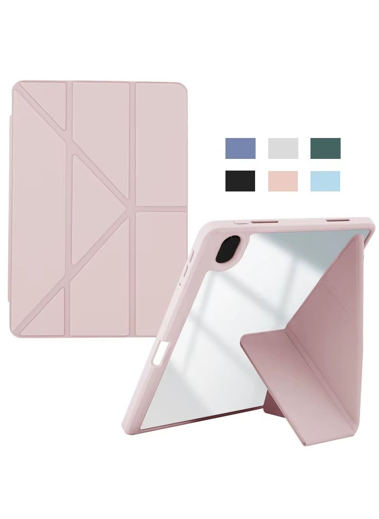 Generic - iPad Air 4/10.9 Case Smart Folio Slim Cover Auto Sleep/Wake, with Pencil Slot, Clear Back Cover Pink - Image 1