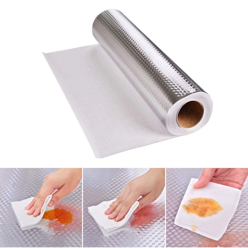 LAVNIK 2 Meter Kitchen Waterproof SelfAdhesive AntiMold and Heat Resistant Oil Proof Aluminium Foil Stickers for Kitchen Wall Drawers Shelves and Furniture Kitchen Black Splash Wallpaper Foil - Image 3
