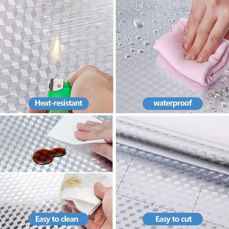 LAVNIK 2 Meter Kitchen Waterproof SelfAdhesive AntiMold and Heat Resistant Oil Proof Aluminium Foil Stickers for Kitchen Wall Drawers Shelves and Furniture Kitchen Black Splash Wallpaper Foil - Image 4