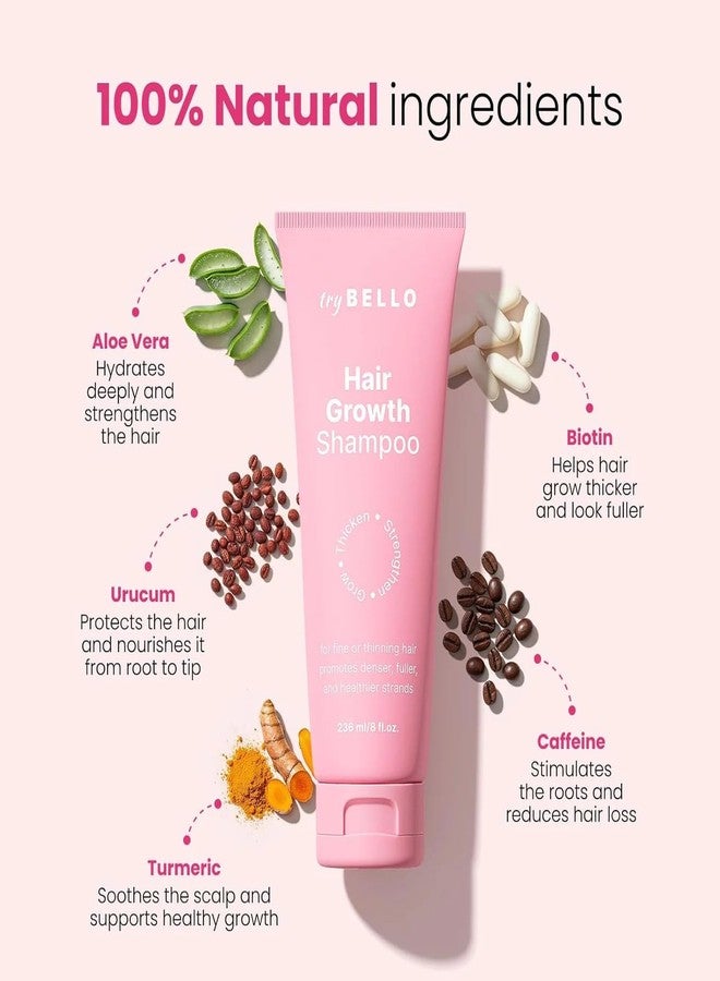 Trybello Hair Growth Shampoo with DHT Blocker | Natural Thickening & Scalp Detox | Sulfate Free & Vegan Formula | Caffeine, Aloe Vera, Turmeric, and Urucum Extract | For Any Hair Type - Image 3
