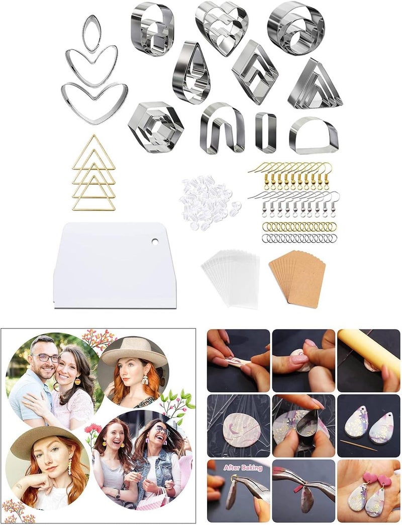 كلاراكو قواطع طين بوليمر من الفولاذ المقاوم للصدأ، قواطع طين لصنع الأقراط والقلائد، 132 قطعة - Image 4