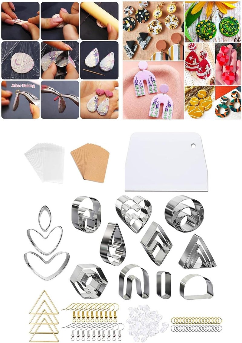 كلاراكو قواطع طين بوليمر من الفولاذ المقاوم للصدأ، قواطع طين لصنع الأقراط والقلائد، 132 قطعة - Image 5