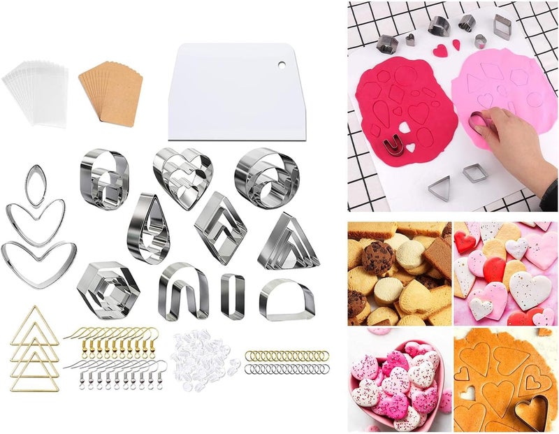 كلاراكو قواطع طين بوليمر من الفولاذ المقاوم للصدأ، قواطع طين لصنع الأقراط والقلائد، 132 قطعة - Image 2