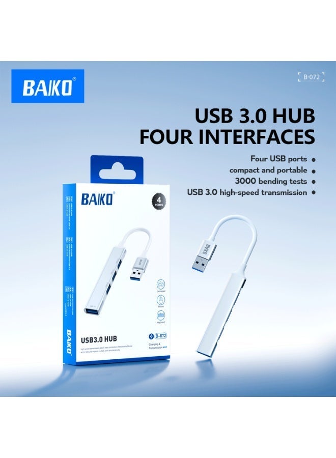 بَيّاكم موزع USB متعدد المنافذ 4 في 1 من بايكو B072 مع محول USB 3.0 متعدد المنافذ، نقل بيانات عالي السرعة، موسع USB فائق النحافة لأجهزة الكمبيوتر المحمولة ولوحات المفاتيح والماوس وأجهزة USB - Image 3