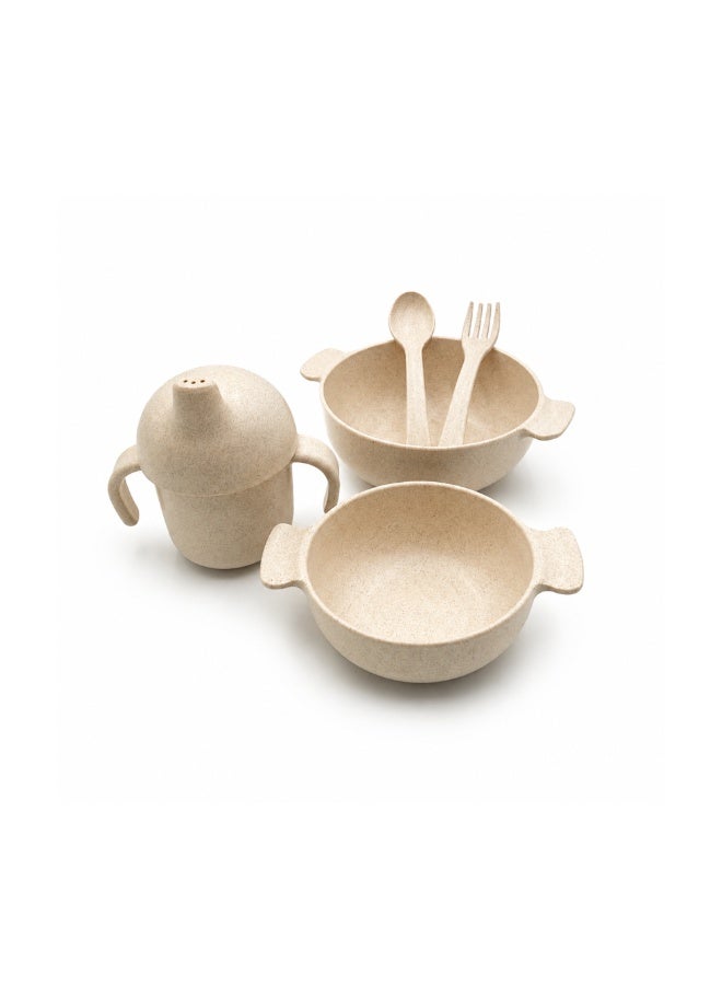 Beram Wheat Straw Dinnerware Set for Kids, 5 Pieces Set, Cutlery, Flatware and Tableware for Children, Environmentally Friendly Material, Daily Use Kitchen Utensils, Utensils Sets for Children - Image 1
