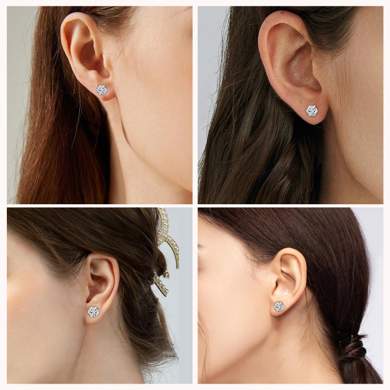 CLVJQ 6 Pairs Stud Earrings for Women, 3-8mm Stainless Steel Cubic Zirconia Earrings Set, 14K Gold Hypoallergenic Earring for Sensitive Ears, Jewelry Gift Idea - Image 4