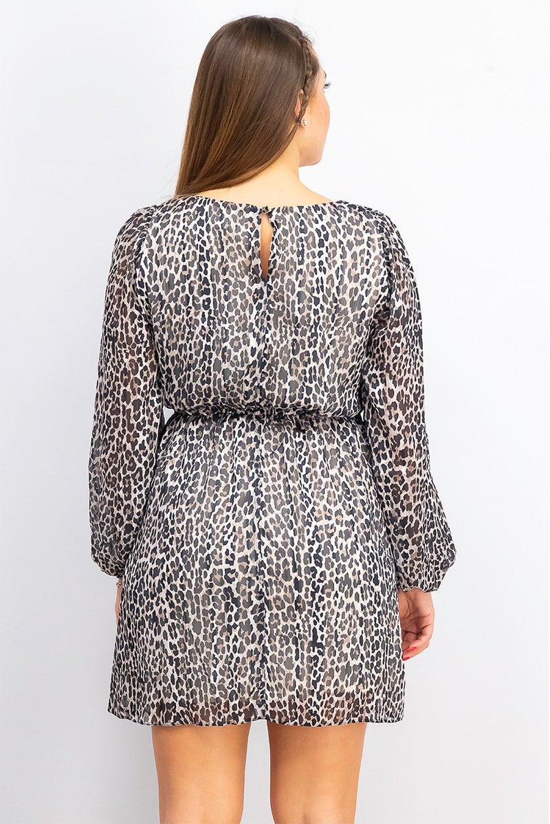 Miss Selfridge Women Leopard Print Mini Dress, Brown and Black - Image 3