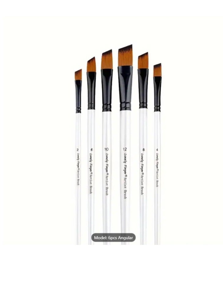 Keep Smiling LONELY FINGER 6pcs Premium Artist Paint Brush Set - Versatile For Acrylic, Oil, Gouache & Watercolor - Durable Nylon Bristles In Assorted Sizes  - Image 1