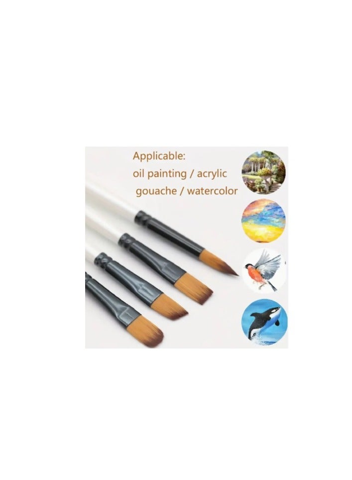 Keep Smiling LONELY FINGER 6pcs Premium Artist Paint Brush Set - Versatile For Acrylic, Oil, Gouache & Watercolor - Durable Nylon Bristles In Assorted Sizes  - Image 3