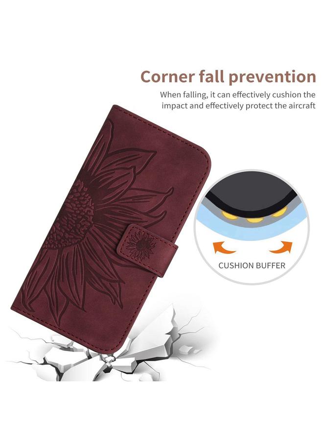 S-TOP Case For Redmi A5 4G / Xiaomi Poco C71 Skin Feel Sun Flower Embossed Flip Leather Phone Case with Lanyard - Image 5