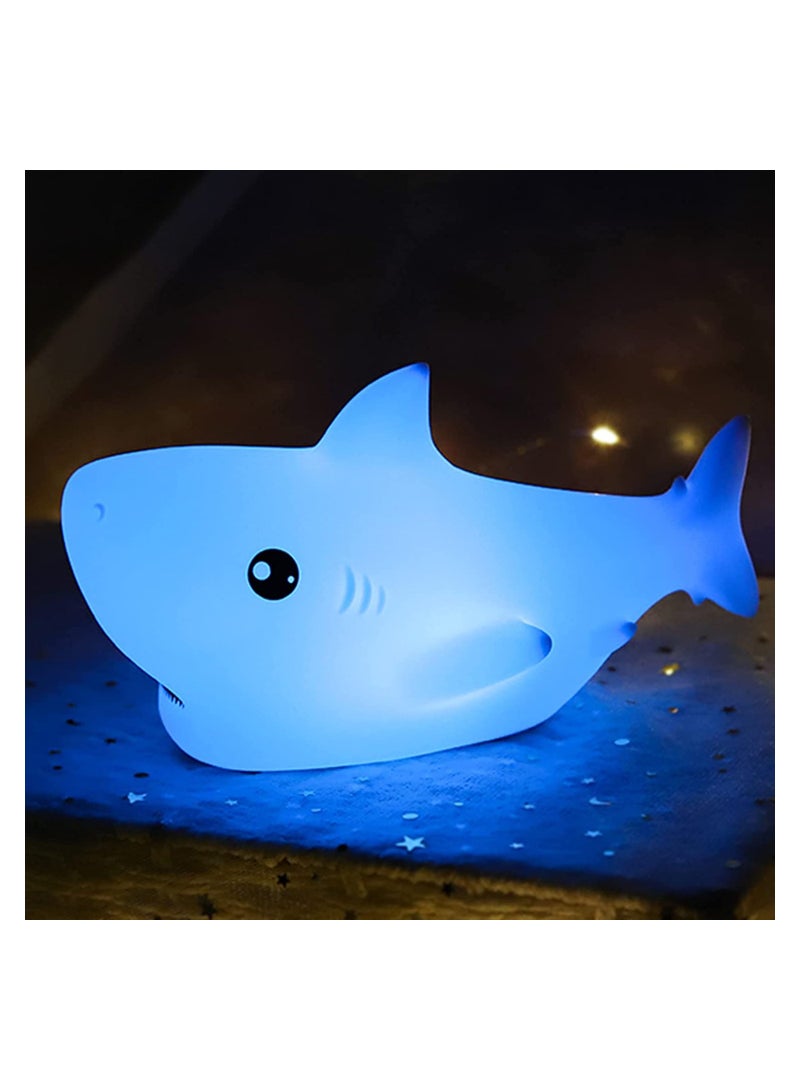 Kids Night Light Lamp for Kids Cute Shark Silicone Baby Night Light Cute Nursery Light Silicone Animal Night Lamp for Baby Room Lights for Bedroom Kawaii Gift for Kids Baby Boy - Image 1