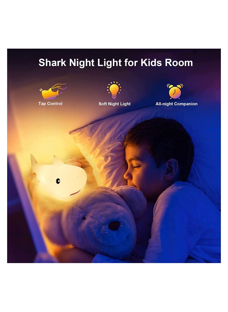 Kids Night Light Lamp for Kids Cute Shark Silicone Baby Night Light Cute Nursery Light Silicone Animal Night Lamp for Baby Room Lights for Bedroom Kawaii Gift for Kids Baby Boy - Image 2