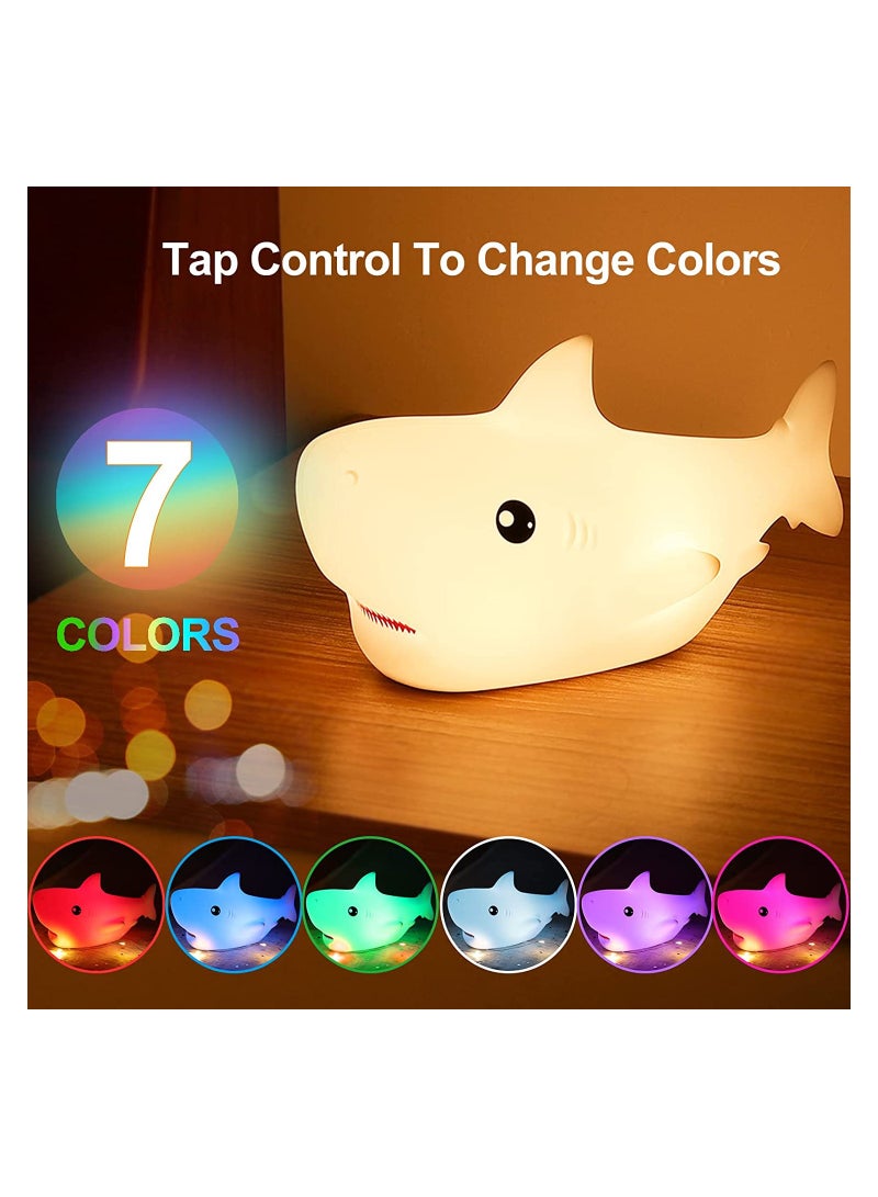 Kids Night Light Lamp for Kids Cute Shark Silicone Baby Night Light Cute Nursery Light Silicone Animal Night Lamp for Baby Room Lights for Bedroom Kawaii Gift for Kids Baby Boy - Image 4