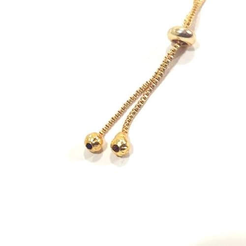 BARBUDDY 5 Pieces of Adjustable Metal Bracelet Chain with Metal Bead End Gold - Image 2