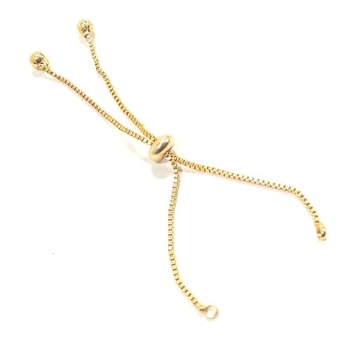 BARBUDDY 5 Pieces of Adjustable Metal Bracelet Chain with Metal Bead End Gold - Image 3