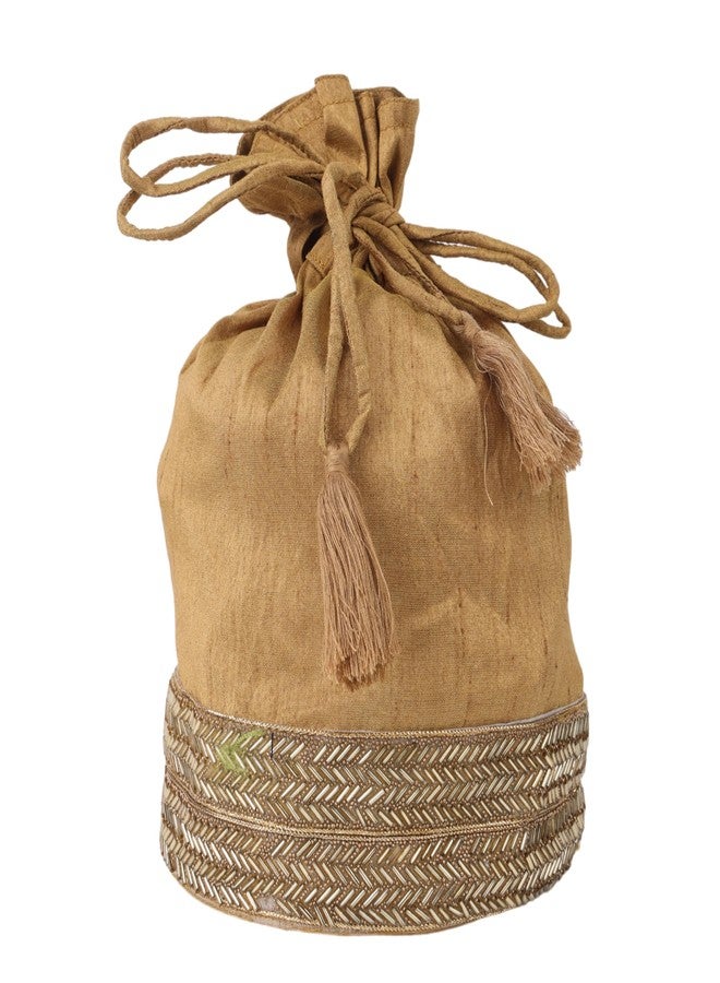 Indha Zardozi Work Gift Potli | Luxurious Elegance for Special Occasions | Potli Bag | Handcrafted Glamour for Festive Celebrations | Silk Potli | Timeless Sophistication in Every Stitch | Exquisite Artistry for Unforgettable Moments | Elevate Your Style with Artisan Craftsmanship | Handcrafted Potli Bag - Image 1