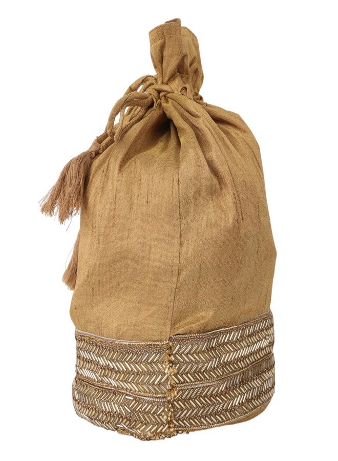 Indha Zardozi Work Gift Potli | Luxurious Elegance for Special Occasions | Potli Bag | Handcrafted Glamour for Festive Celebrations | Silk Potli | Timeless Sophistication in Every Stitch | Exquisite Artistry for Unforgettable Moments | Elevate Your Style with Artisan Craftsmanship | Handcrafted Potli Bag - Image 2