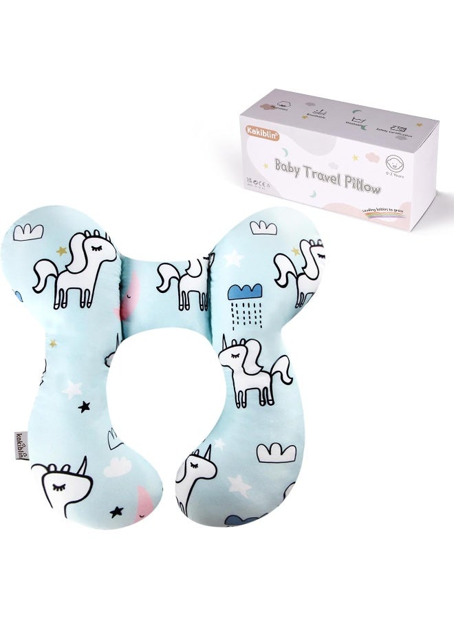 KAKIBLIN Baby Travel Pillow, Baby Support Pillow, Upgraded Baby Neck Pillows for Car Seat Toddler Head and Neck Support Pillow for Car Seat, Pushchair (Unicorn) - Image 1