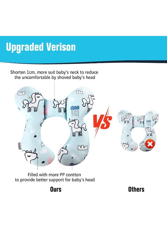 KAKIBLIN Baby Travel Pillow, Baby Support Pillow, Upgraded Baby Neck Pillows for Car Seat Toddler Head and Neck Support Pillow for Car Seat, Pushchair (Unicorn) - Image 4