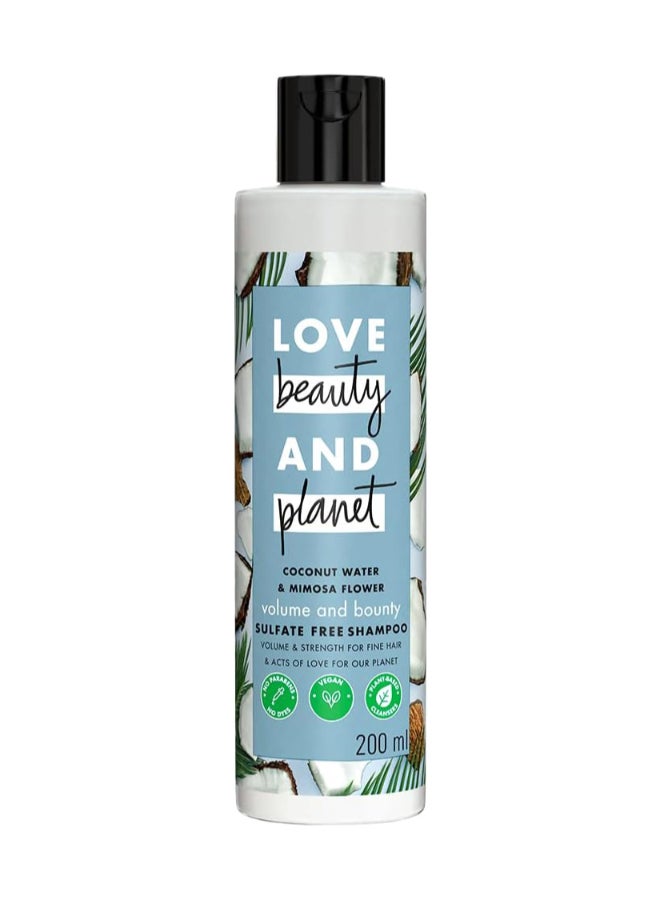 love beauty and planet Volume Bounty Shampoo With Coconut Waterand Mimosa Flower, Sulfate And Paraben Free 200Ml - Image 1