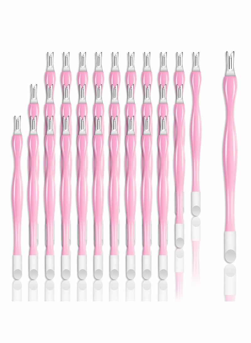 NIBEMINENT Nail Cuticle Trimmer Remover Plastic Handle Pusher Rubber Cleaner Double Head Dead Skin Knife Removal Fork art - Pink 30 Pieces - Image 1