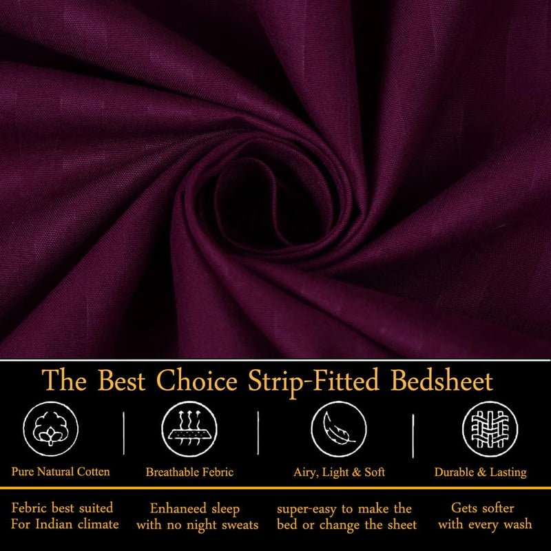 FRESH FROM LOOM 240 TC Satin Striped Elastic Fitted Bed Sheets King Size Bed with Two Pillow Cover|Soft Bed Covers for Mattresses Tuck in|Fitted (Size - 78 x 72 Inches, Fits up to 10 Inch, Multicolor) - Image 3