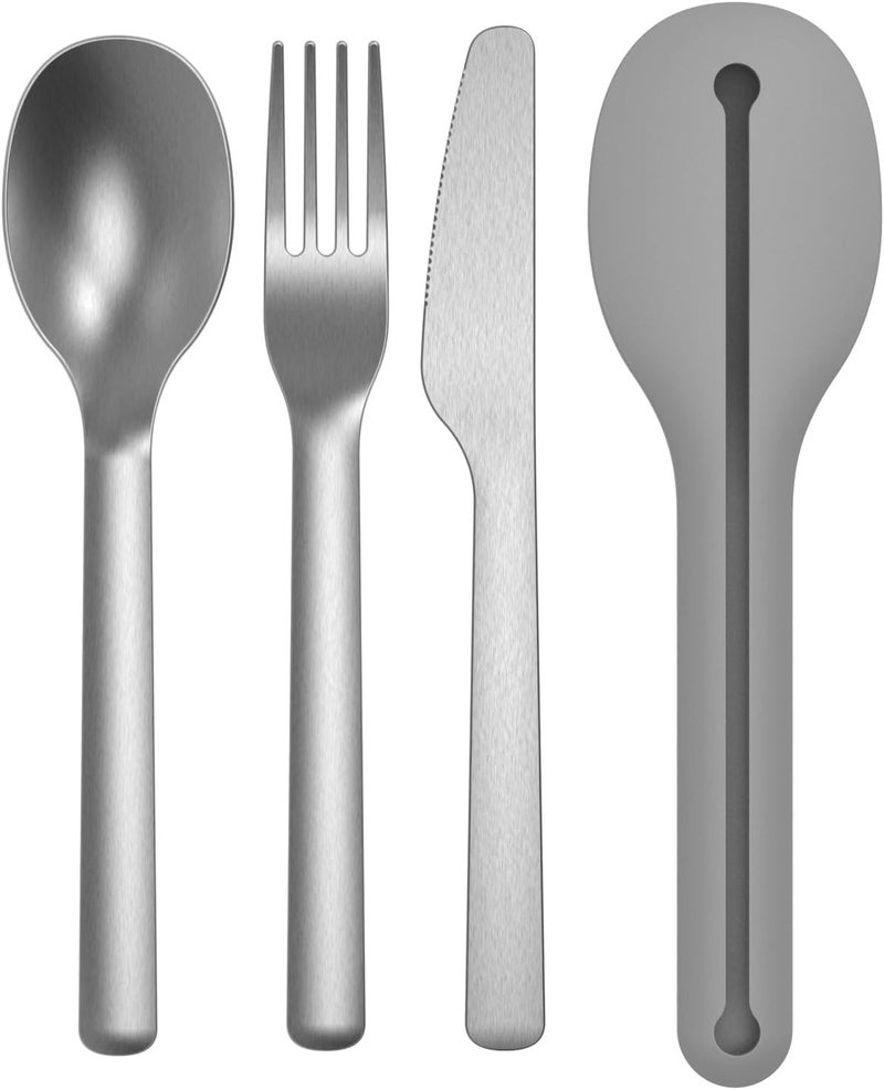 BergHOFF Leo 18/10 Stainless Steel 4-Piece Reusable Travel Flatware Set with Silicone Sleeve, Dishwasher Safe, Grey - Image 2