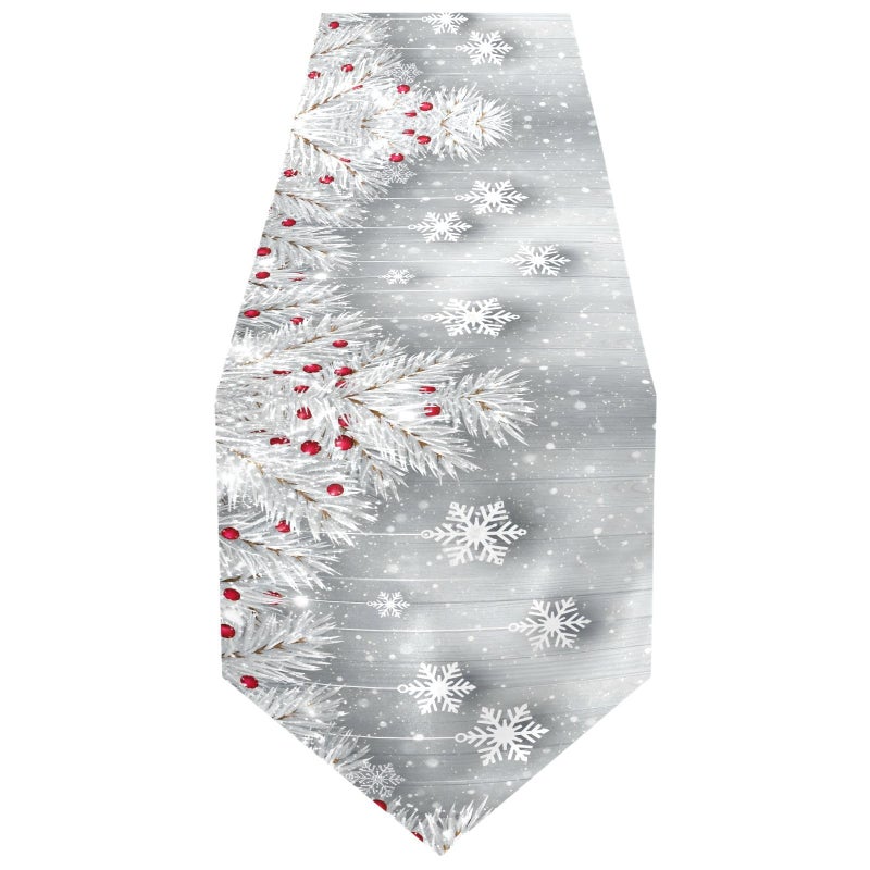 ALAZA DoubleSided Silver Christmas Tree Snowflake Table Runner 18x72 Inches LongTable Cloth Runner for Wedding Birthday Party Kitchen Dining Home Everyday Decor - Image 2