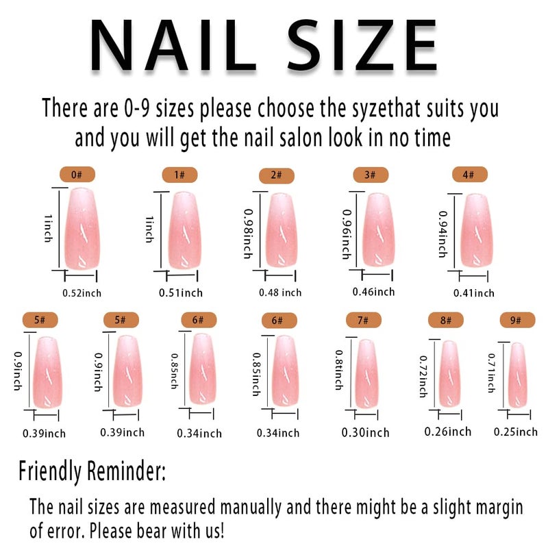 RUPOFUZA Long Press on Nails Coffin Fake Nails with Pink White Ombre A Little Bit of Glitter Designs Acrylic Nails Press ons Artificial False Stick on Nails for Women 30Pcs - Image 5