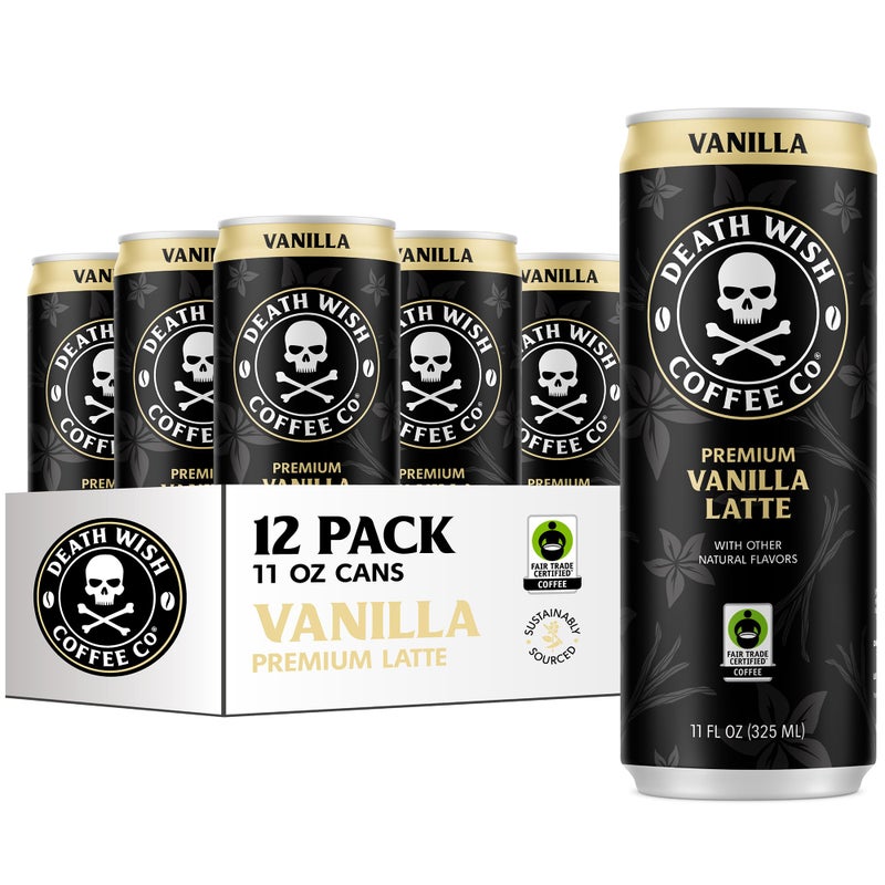 death_wish_coffee Death Wish Coffee Iced Coffee Cold Brew 8g Protein Fair Trade Vanilla Latte - Image 3