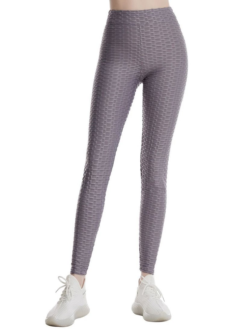 Loquat Women's Solid Color Super Strech Textured Leggings Yoga Pants Grey  - Image 1